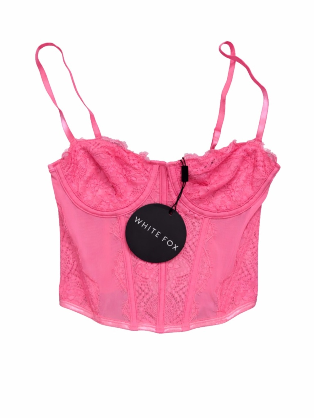 White Fox Hot Pink Lace Bustier Corset Top NWT XS